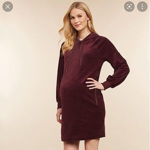 NWT Maternity Velour Sweatshirt Dress with Hood
